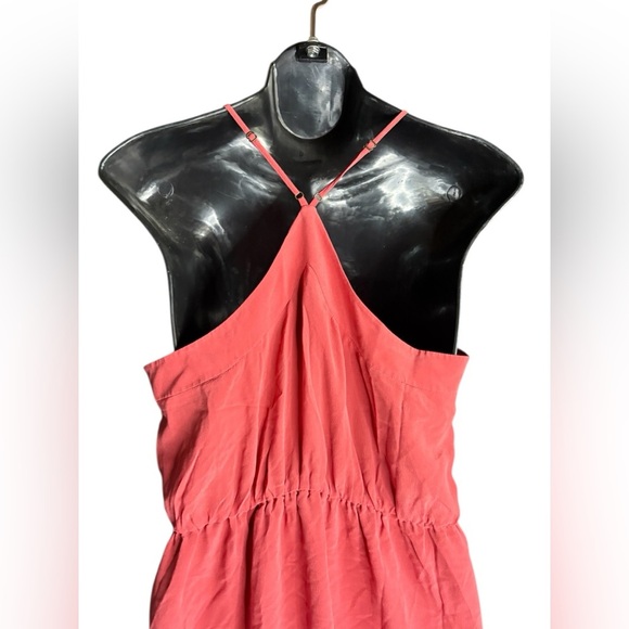 Madewell 100% Silk Sunlight mini Dress Coral red pockets Adjustable straps sz 10 - Picture 5 of 10